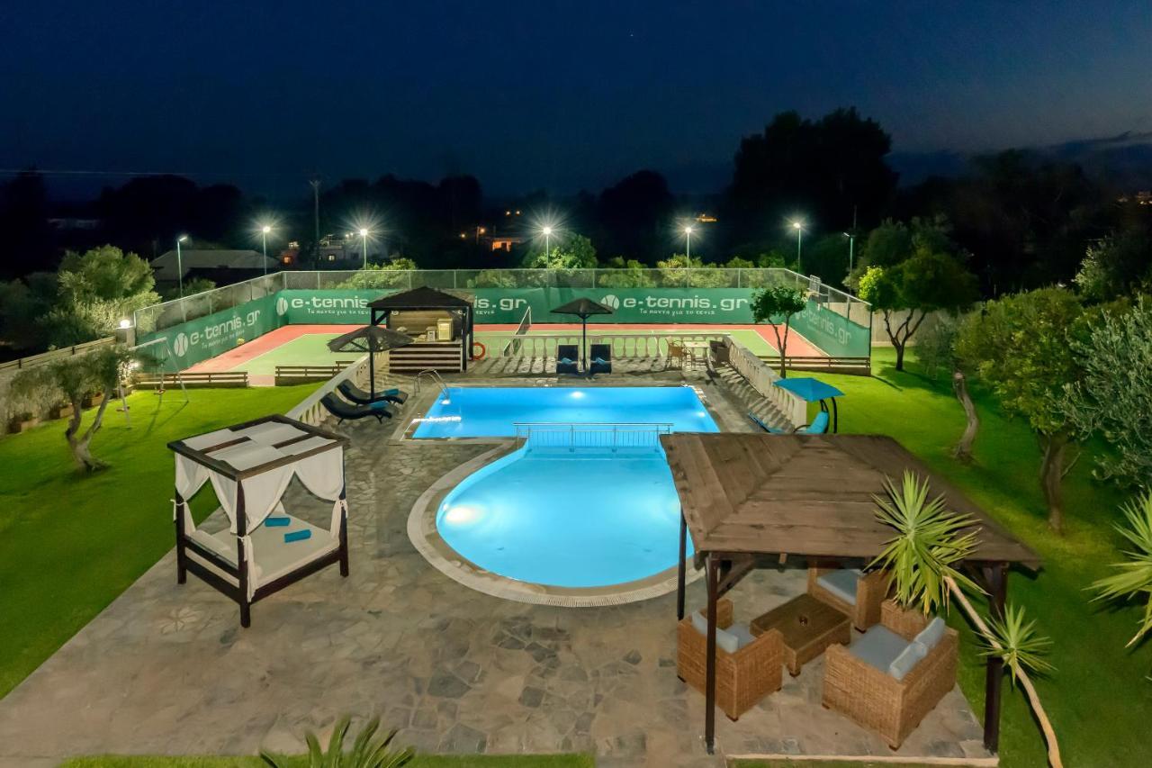 Villa Maxim With Private Pool & Tennis Court Halikounas 외부 사진