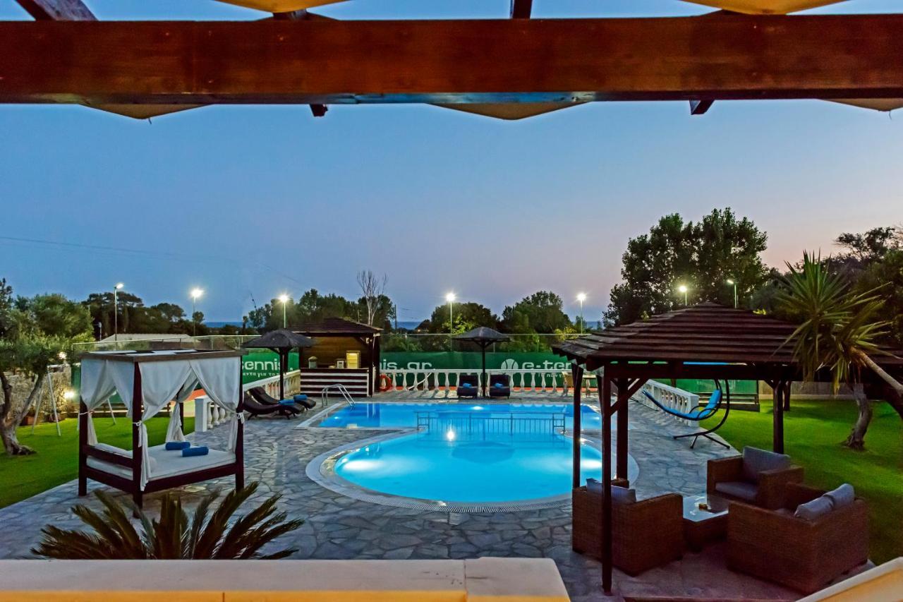 Villa Maxim With Private Pool & Tennis Court Halikounas 외부 사진
